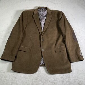 Adolfo Blazer Mens 48R Brown Corduroy Sport Coat Elbow Patches‎ Paisley Lining